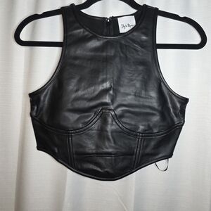 Sky To Moon Black Pleather Crop Top